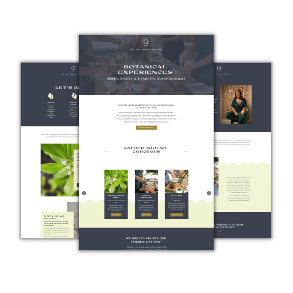 Screenshots of website design for herbalist.